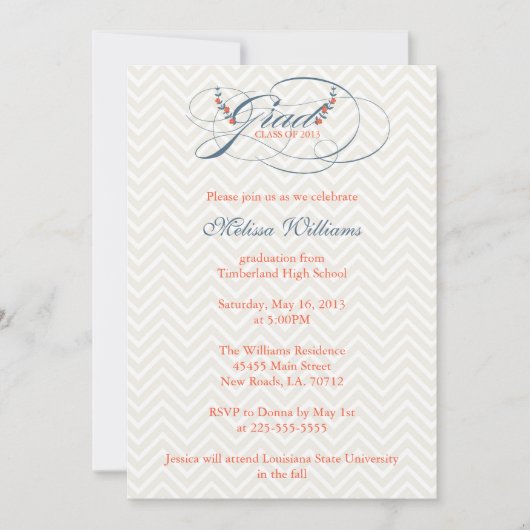 Abschluss für Zickzack Blume Einladung (Vorderseite)