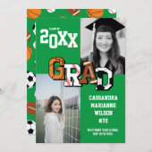 Abschluss Fußball Fußball Fußball Fußball Grün Einladung (Vorne/Hinten)