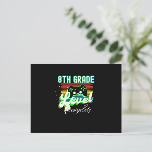 Abschluss Gamer Abschluss der achten Klasse Postkarte (Stehend Vorderseite)