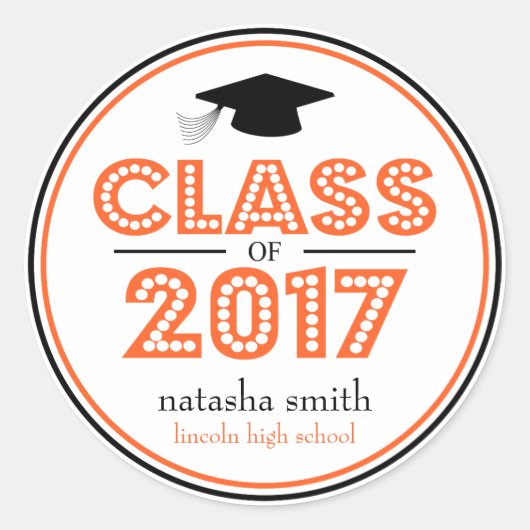 Abschluss-Gefallen 2017 (Orange/Schwarz) Runder Aufkleber (Vorderseite)