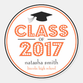 Abschluss-Gefallen 2017 (Orange/Schwarz) Runder Aufkleber