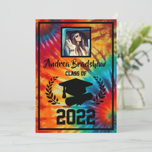 Abschluss Gefärbte Krawatte Einladung (Stehend Vorderseite)