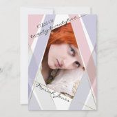 Abschluss Geo Frame Blush Pink Lilac Einladung (Vorderseite)