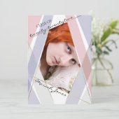 Abschluss Geo Frame Blush Pink Lilac Einladung (Stehend Vorderseite)
