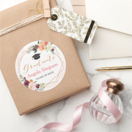 Abschluss Geometrie Rahmen Floral Vielen Dank Runder Aufkleber