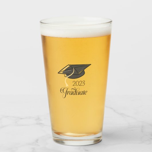 Abschluss-Geschenk Black Graduation Cap Glas (Vorne (Gefüllt))