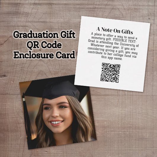 Abschluss-Geschenk QR-Code mit Foto an der Vorders Begleitkarte