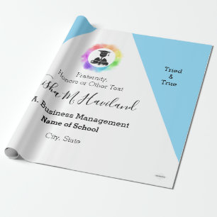 Abschluss Geschenk Wrap Light Blue und White HAMby Geschenkpapier