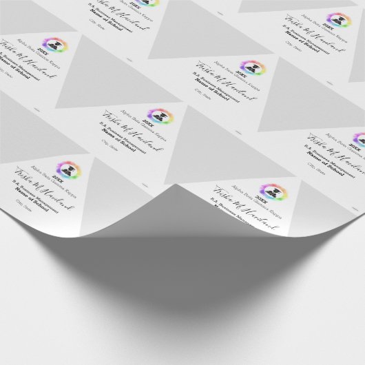 Abschluss-Geschenk Wrap Light Gray and White HAMbW Geschenkpapier (Ecke)