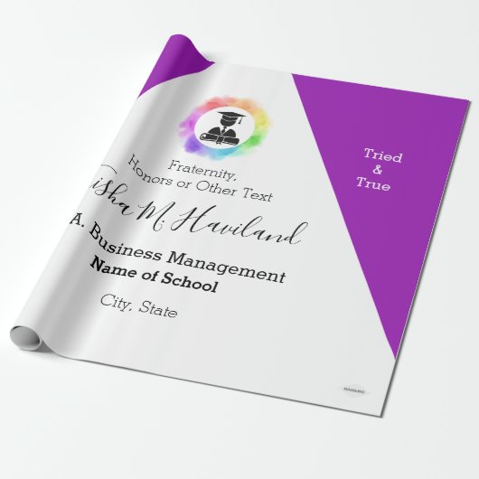 Abschluss Geschenk Wrap Violet und White HAMbyWG Geschenkpapier (Ungerollt)