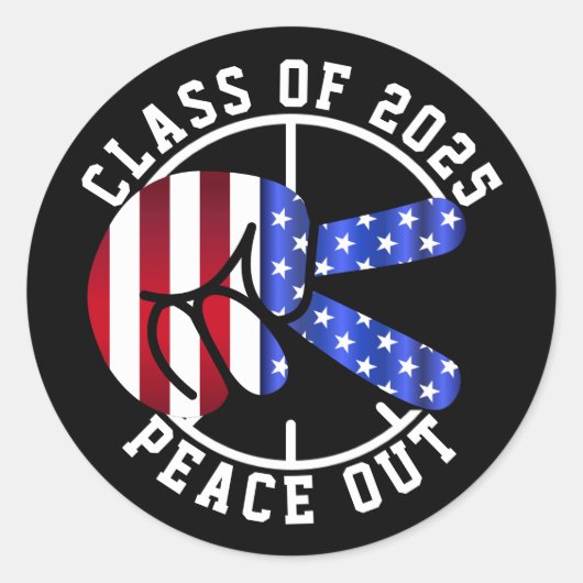 Abschluss-Geschenkklasse 2025 Peace Out Black Runder Aufkleber (Vorderseite)