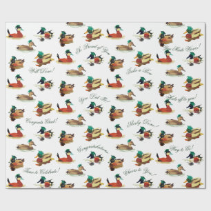 Abschluss Geschenkpapier Enten mit Mützen