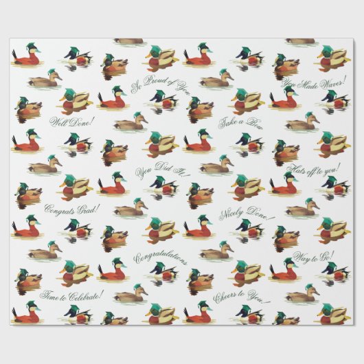 Abschluss Geschenkpapier Enten mit Mützen (Flach)