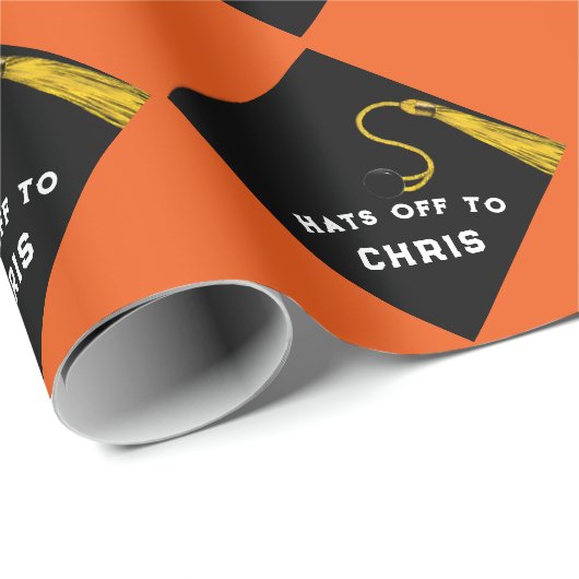 Abschluss Gift Orange Geschenkpapier (Rolleneckpunkt)