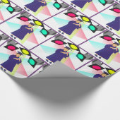 Abschluss Girl Cap and Gown mit Spotlights Geschenkpapier (Ecke)