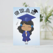 Abschluss Girl in Blue Einladung (Stehend Vorderseite)