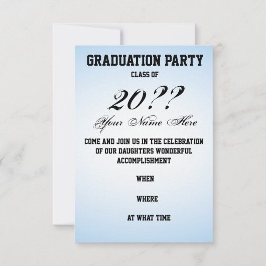 Abschluss Girl in Blue Einladung (Rückseite)