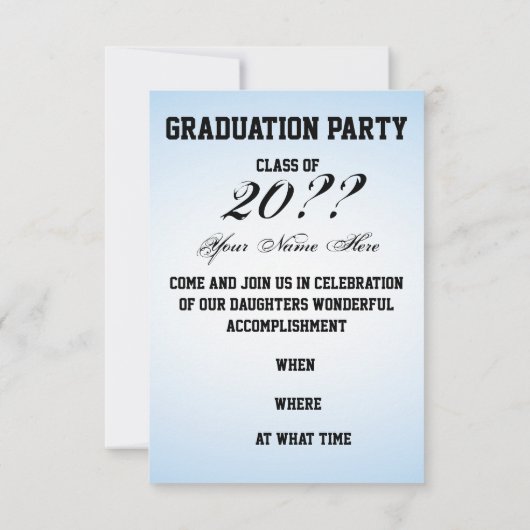 Abschluss Girl in Blue Einladung (Rückseite)