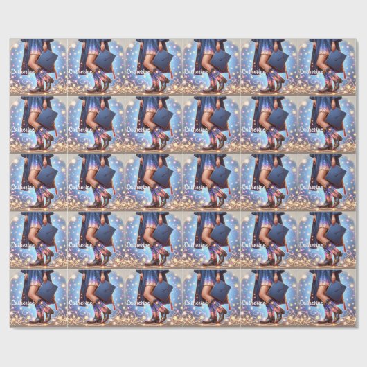 Abschluss Girl mit Cowboy Stiefeln nach Maß Geschenkpapier (Flach)