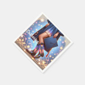 Abschluss Girl mit Cowboy Stiefeln nach Maß Serviette (Ecke)