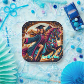 Abschluss Girl on Extravagant Horse Custom Pappteller (Party)