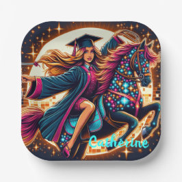 Abschluss Girl on Extravagant Horse Custom Pappteller
