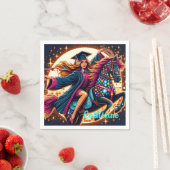 Abschluss Girl on Extravagant Horse Custom Serviette (Beispiel)