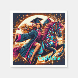 Abschluss Girl on Extravagant Horse Custom Serviette