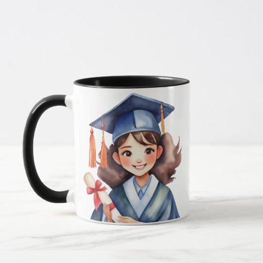Abschluss Girl Tasse, Grad Geschenk, Personalisier Tasse (Links)