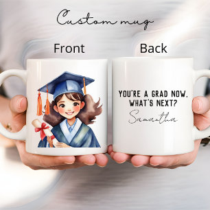 Abschluss Girl Tasse, Grad Geschenk, Personalisier Tasse