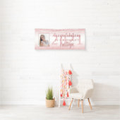 Abschluss Girly Rose Gold Glitzer Lights Foto Banner (Insitu)