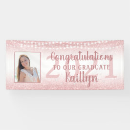 Abschluss Girly Rose Gold Glitzer Lights Foto Banner