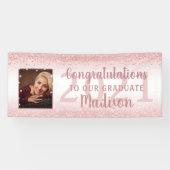 Abschluss Girly Rose Gold Glitzer Sparkone Foto Banner (Horizontal)