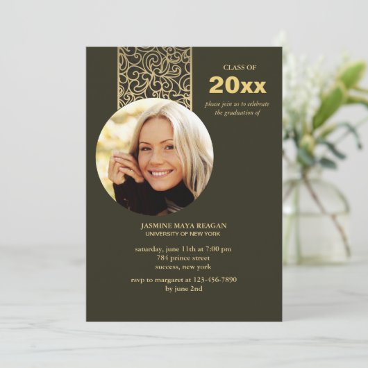 Abschluss Glitz Foto Einladung (Stehend Vorderseite)