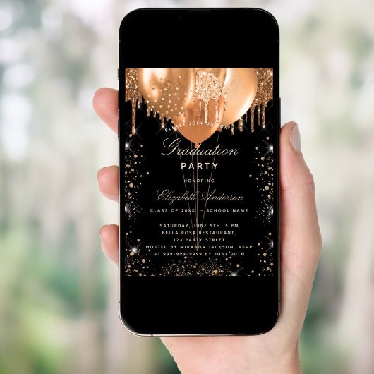 Abschluss-Glitzer-Ballons Einladung