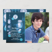 Abschluss Glitzern Foto Einladung (Vorne/Hinten)