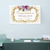 Abschluss-Glitzerwatercolor-Blumen-GoldConfetti Banner (Messeveranstaltung)