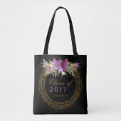 Abschluss-Glitzerwatercolor-Blumen-GoldConfetti Tasche (Vorderseite)