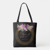 Abschluss-Glitzerwatercolor-Blumen-GoldConfetti Tasche (Rückseite)