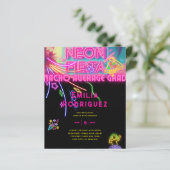 Abschluss Glow Party Invitación Fiesta de Neón (Stehend Vorderseite)