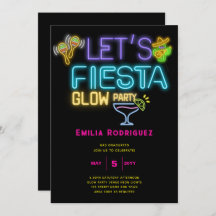 Abschluss Glow Party Invitación Fiesta de Neón