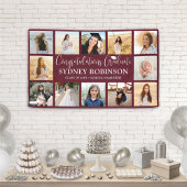 Abschluss-Glückwunsch 12 Foto Collage Maroon Banner