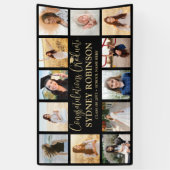 Abschluss-Glückwunsch 12 Fotocollage Black & Gold Banner (Vertikal)