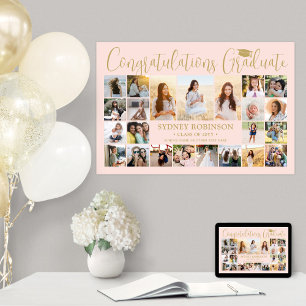 Abschluss Glückwunsch 23 Fotocollage Blush & Gold Poster