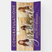 Abschluss Glückwunsch 3 Foto Collage Lila & Gold Banner (Vertikal)