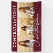 Abschluss Glückwunsch 3 Foto Collage Maroon & Whit Banner (Vertikal)