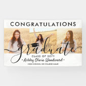 Abschluss Glückwunsch 3 Foto Collage Modernes Skri Banner (Horizontal)