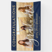 Abschluss Glückwunsch 3 Foto Collage Navy und Gold Banner (Vertikal)