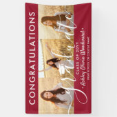 Abschluss Glückwunsch 3 FotoCollage Rot und Weiß Banner (Vertikal)