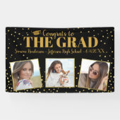 Abschluss Glückwunsch 3 Fotos Gold Glitzer Confett Banner (Horizontal)